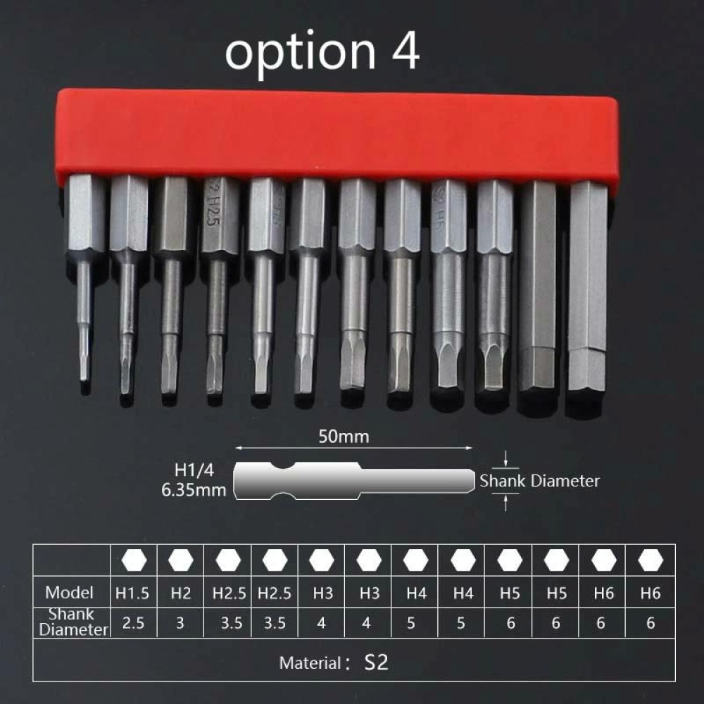 12 PCS / Set Screwdriver Bit With Magnetic S2 Alloy Steel Electric Screwdriver, Specification:4