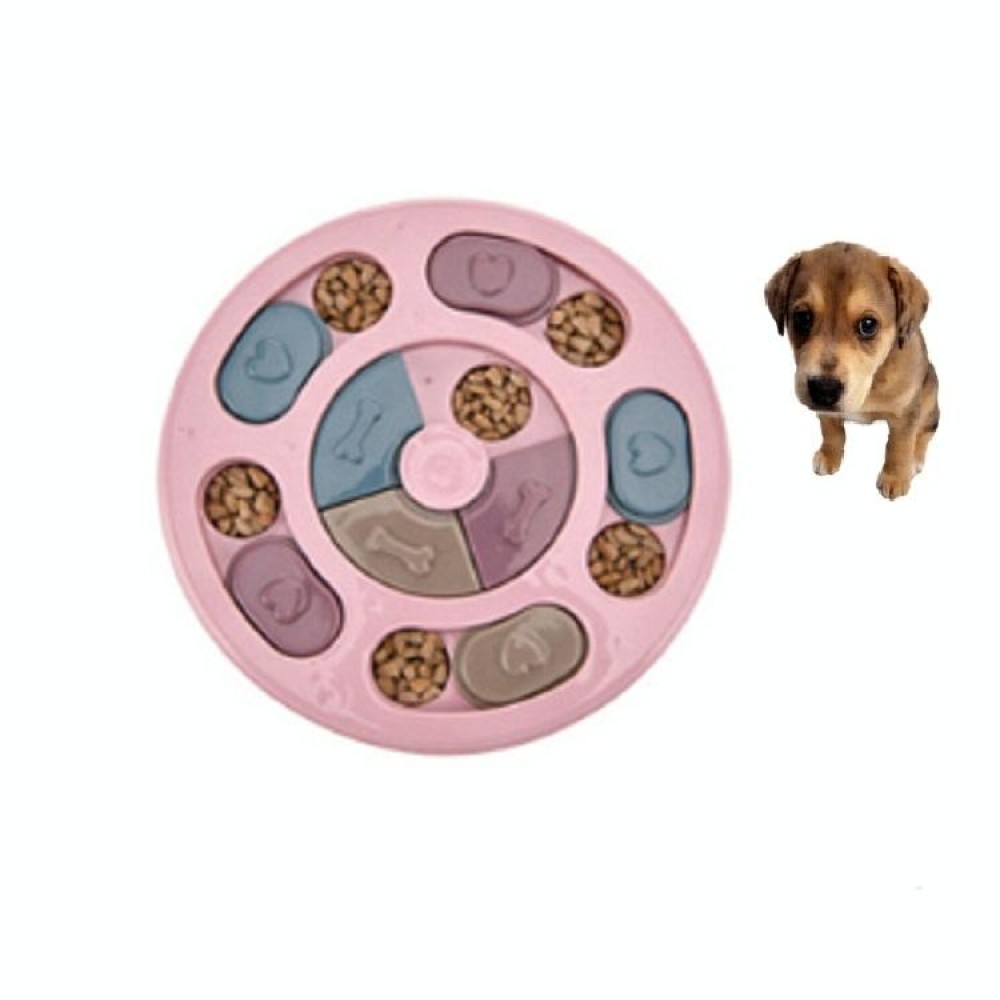 Pet Toy Dog Food Turntable Eating Puzzle Anti-Smashing Dog Bowl Supplies, Style:Round Style(Pink)