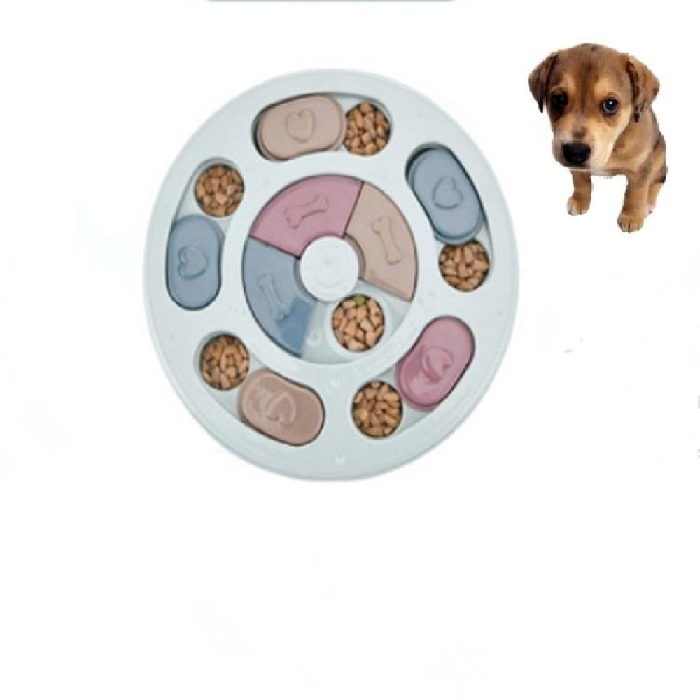 Pet Toy Dog Food Turntable Eating Puzzle Anti-Smashing Dog Bowl Supplies, Style:Round Style(Blue)