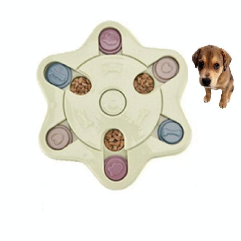 Pet Toy Dog Food Turntable Eating Puzzle Anti-Smashing Dog Bowl Supplies, Style:Hexagon Style(Green)