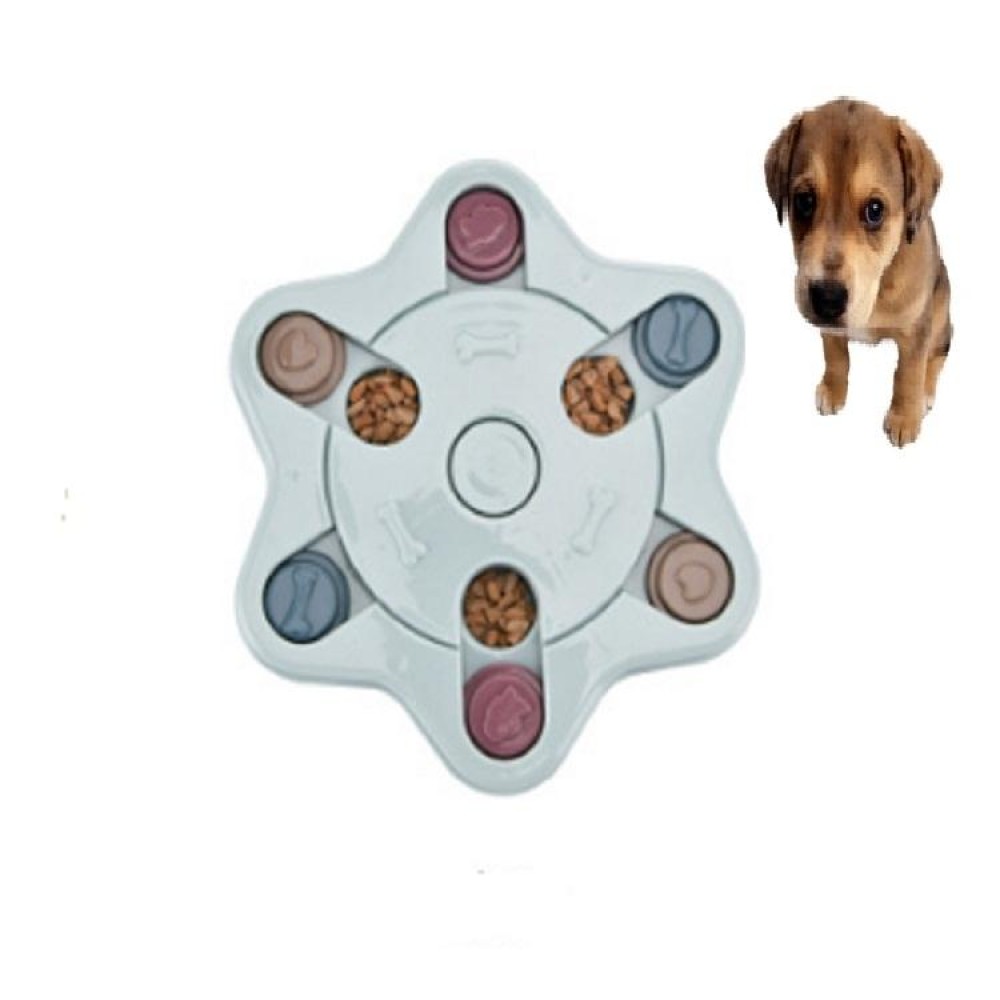 Pet Toy Dog Food Turntable Eating Puzzle Anti-Smashing Dog Bowl Supplies, Style:Hexagon Style(Blue)