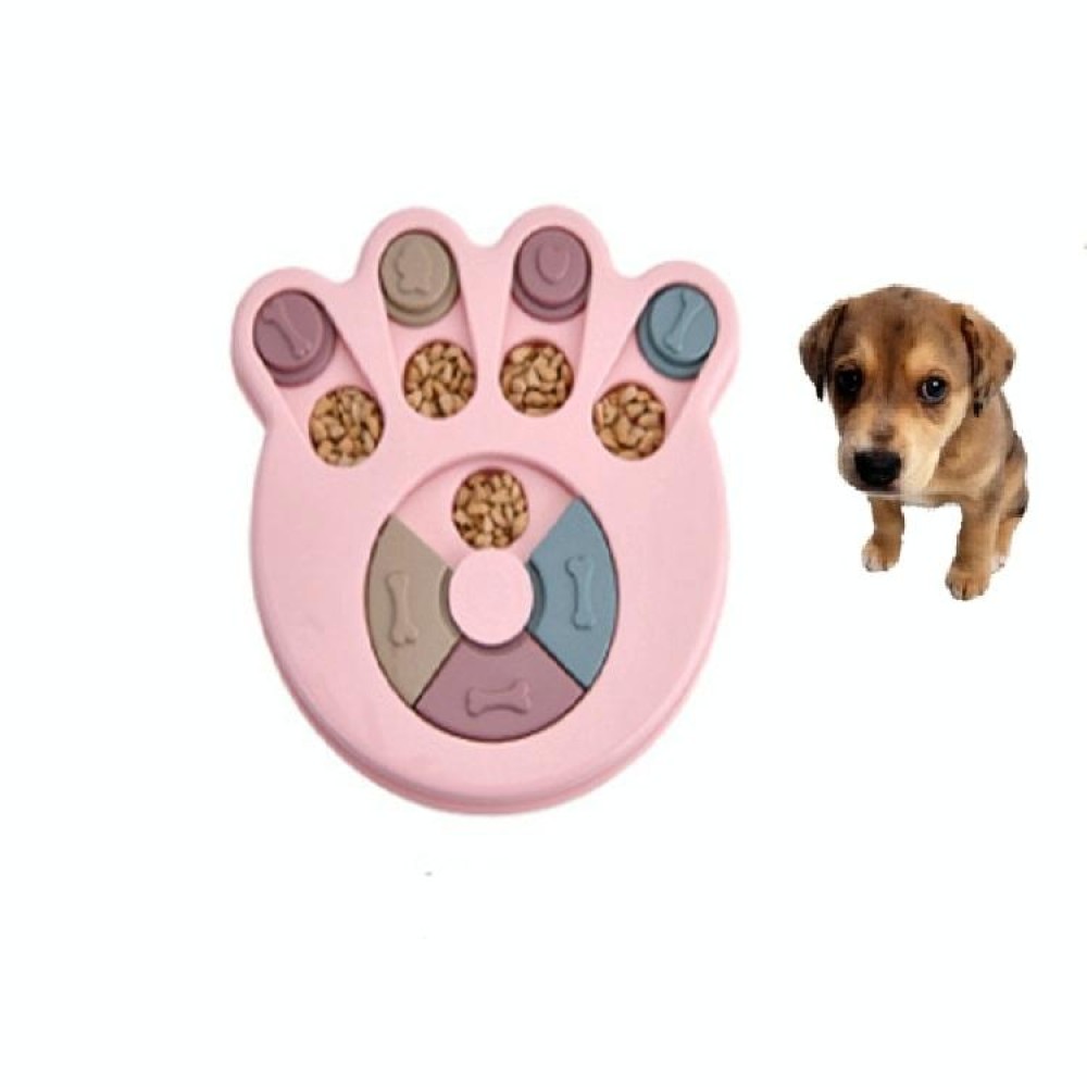 Pet Toy Dog Food Turntable Eating Puzzle Anti-Smashing Dog Bowl Supplies, Style:Footprint Style(Pink)
