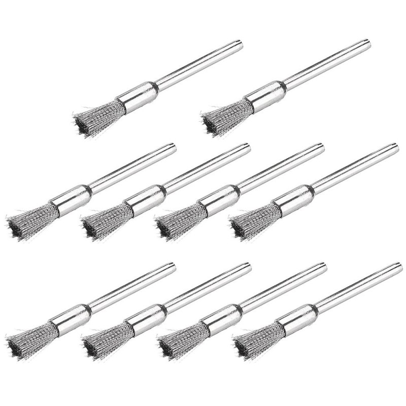 10 PCS Wire Brush Metal Descaling Polishing Brush To Remove Oxide Layer Flat Polishing Brush, Style:Pen Shape 3×8MM