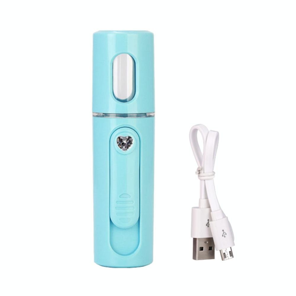 Facial Steamer Nano Steamer Handy  Face Moisture Sprayer Rechargeable Mini USB Charging Automatic Alcohol Sprayer(Light blue)