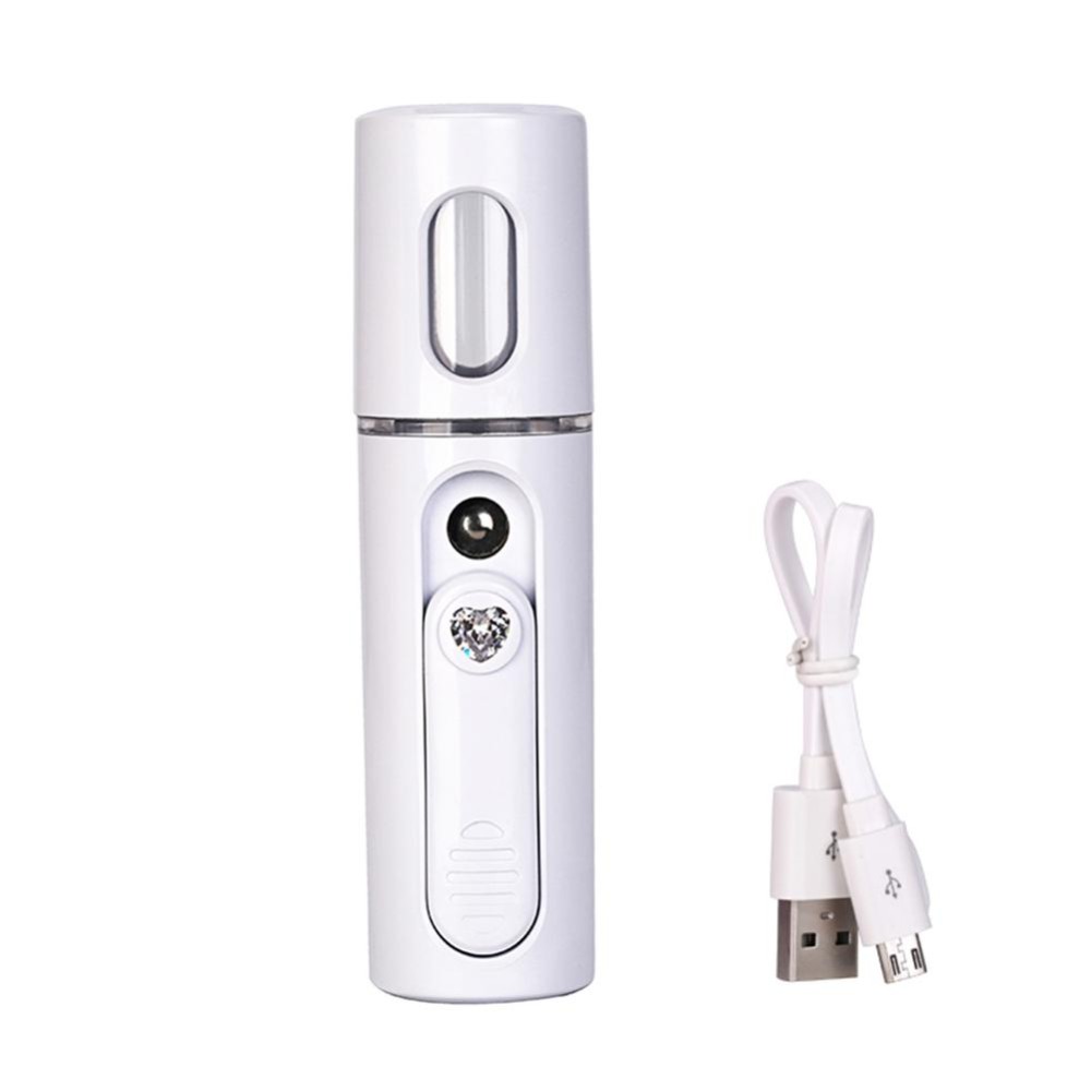 Facial Steamer Nano Steamer Handy  Face Moisture Sprayer Rechargeable Mini USB Charging Automatic Alcohol Sprayer(white)