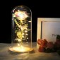 Simulation Roses Lights Glass Cover Decorations Crafts Valentines Day Gifts(Pink)