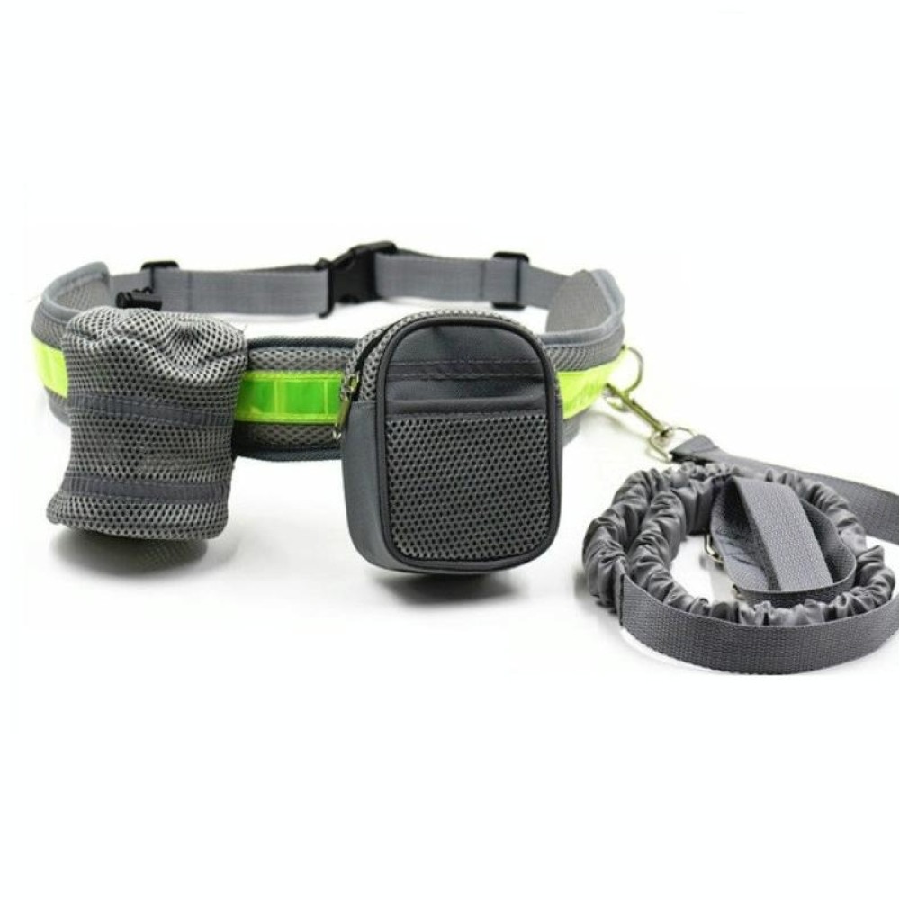 Dog Running Reflective Adjustable Belt Traction Rope with Small Bag, Specification:4-Piece Set(Gray)