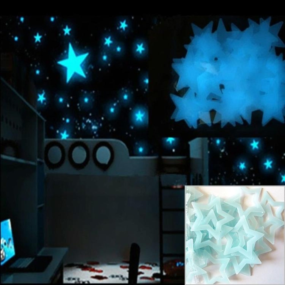 100PC Kids Bedroom Glow Wall Stickers Stars(Blue)