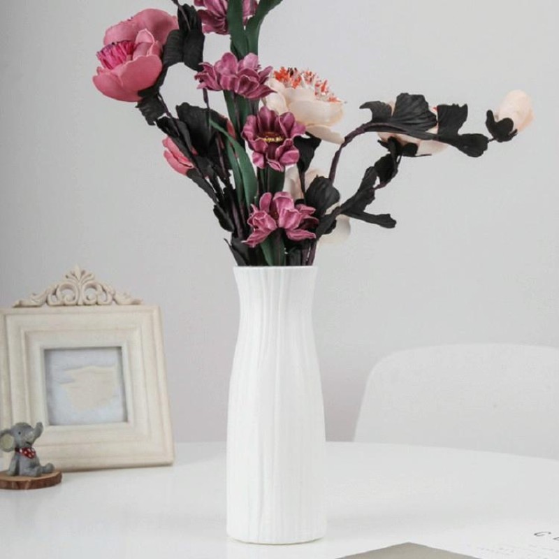 Creative Plastic Vase Dry and Wet Flower Arrangement Home Decoration Desktop Decoration(Milk White)