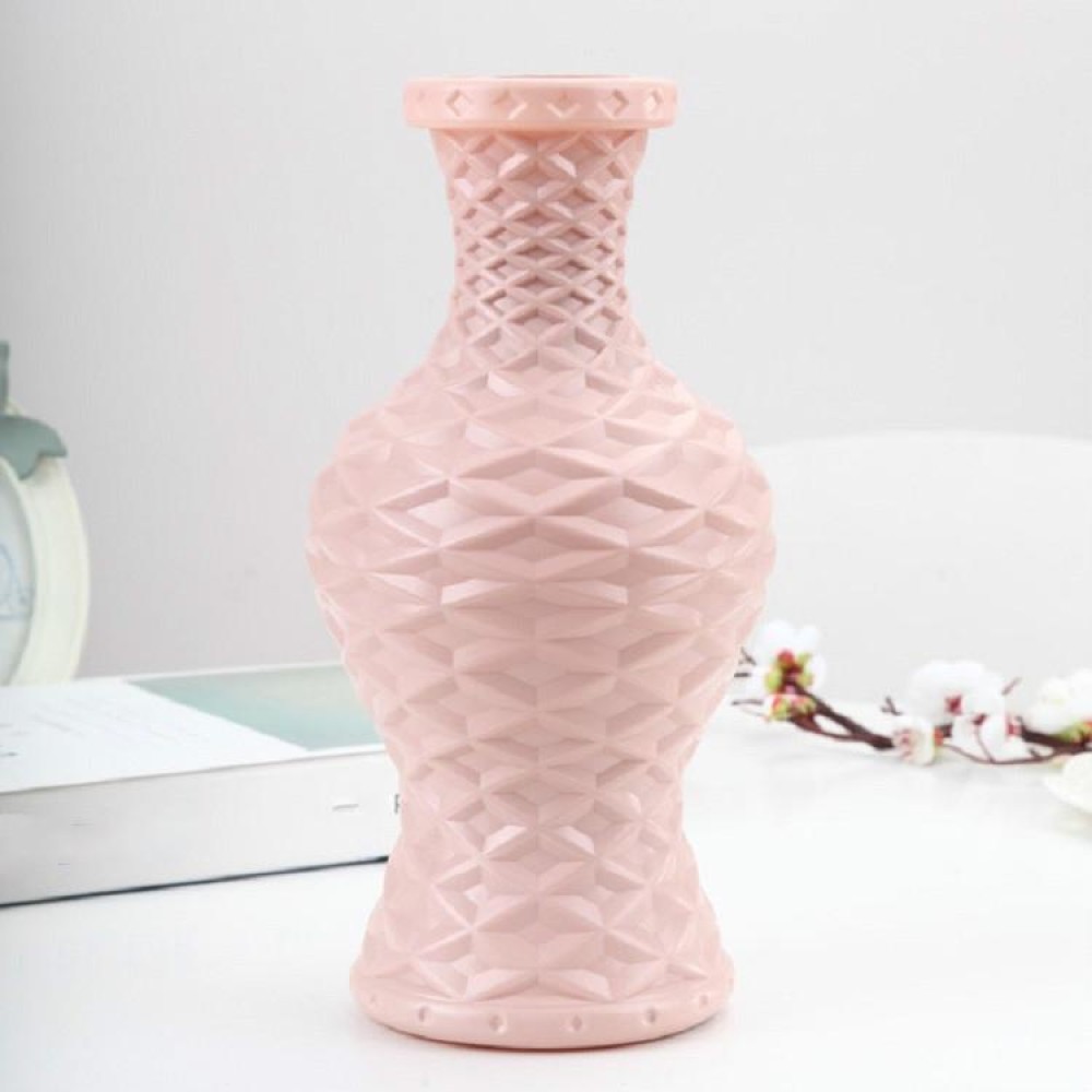 Plastic Vase Dry and Wet Flower Arrangement Container Home Decoration(Pink)