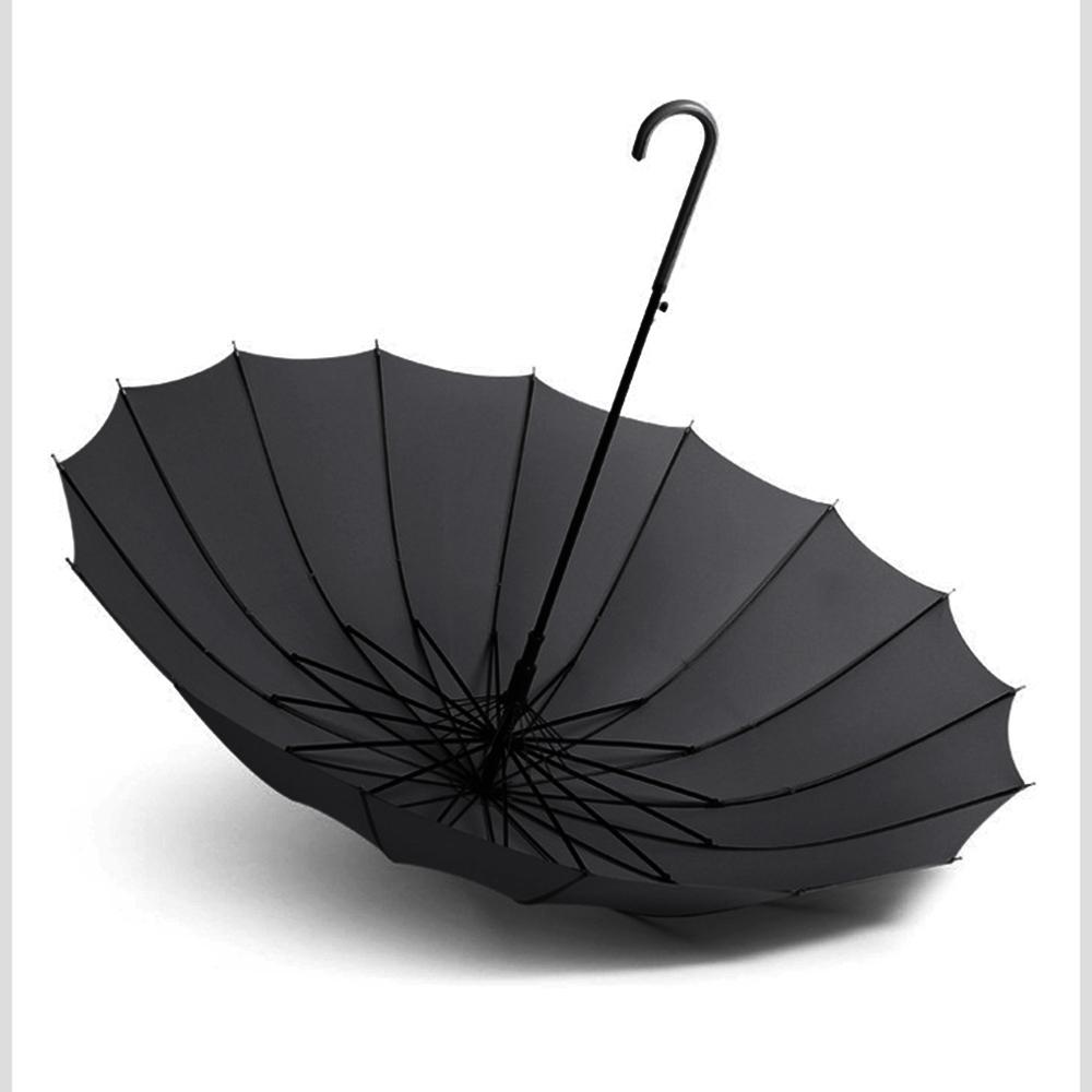 All-weather Umbrella With 16 Bones Enlarged By A Long Handle Straight Pole Umbrella(Black)