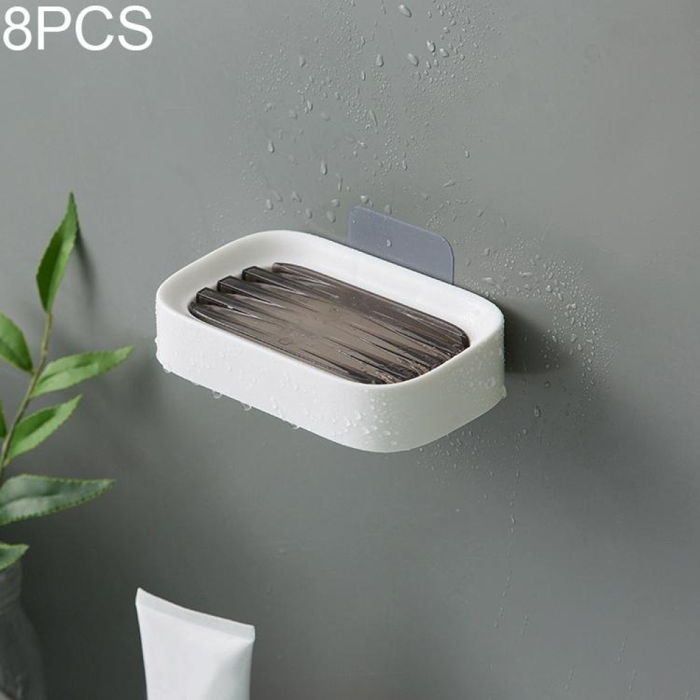 8 PCS Double-layer Drain Soap Box Bathroom Rack(Black)