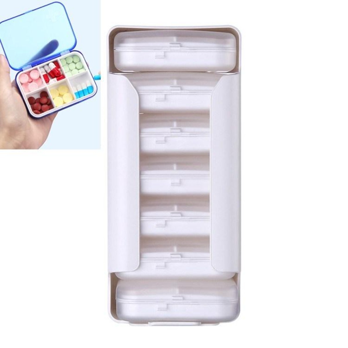 Home Travel Plastic Pill Box Drawer Pill Box Portable Storage Box, Model:6 Grid(White)