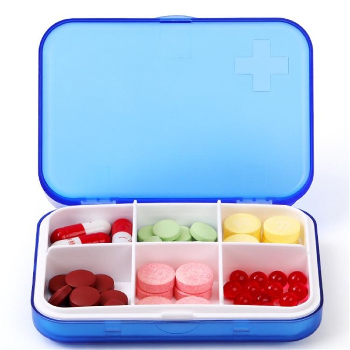 Home Travel Plastic Pill Box Drawer Pill Box Portable Storage Box, Model:6 Grid(White)