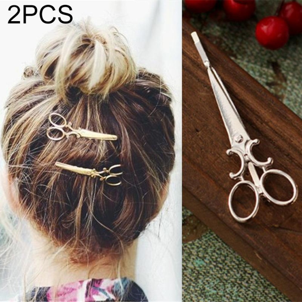 2 PCS Retro Word Hair Ornaments Personalized Hair Clips(Silver)