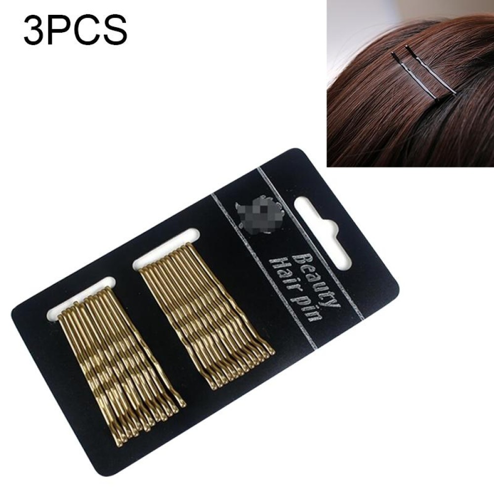 3 Sets Women Drip Invisible Hair Grips Curly Wavy Bobby Pins Daily Use Wedding Party Hair Maker(Gold-color)
