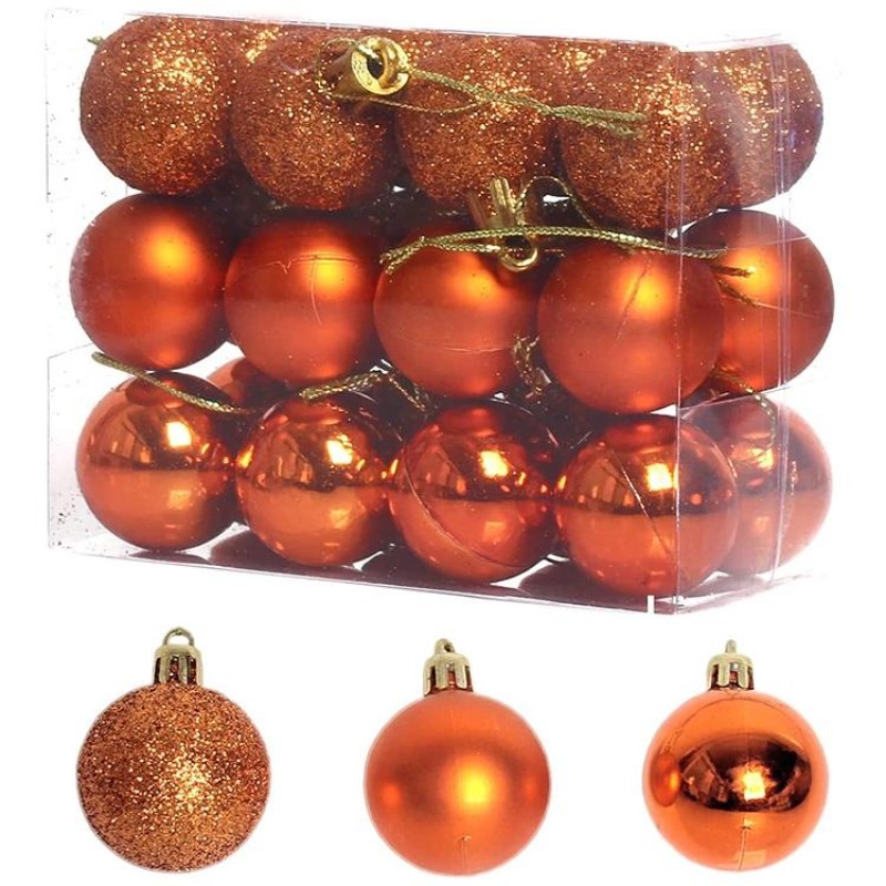 1 Box 3cm Home Christmas Tree Decor Ball Bauble Hanging Xmas Party Ornament Decorations(rose gold)