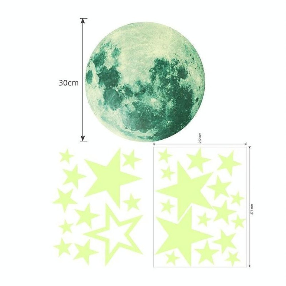 3 PCS AFG33003 Home Decoration Luminous Stars Moon PVC Stickers, Specification:27PCS Star + 30cm Moon