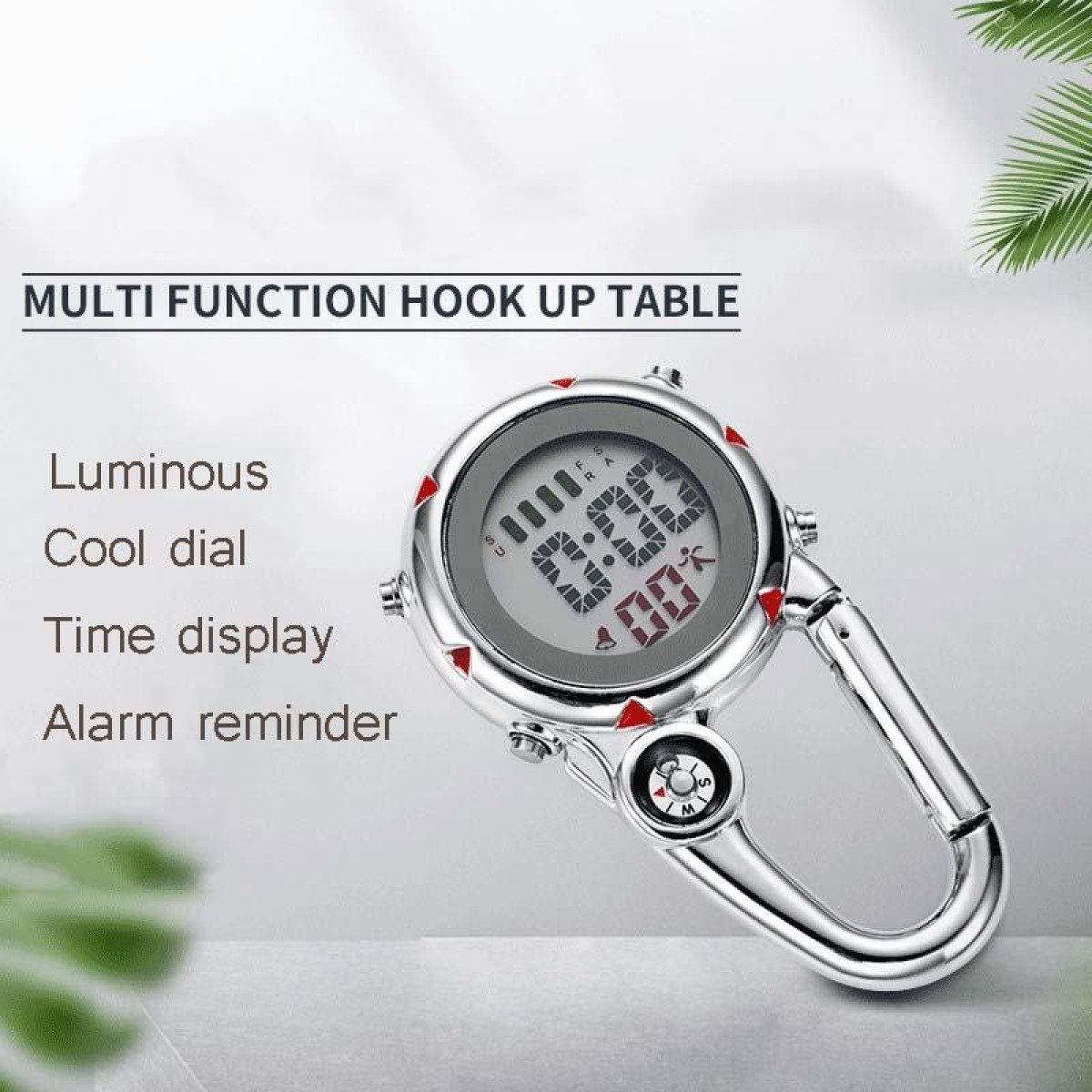 Mountain Climbing Watch Multifunctional Stainless Steel Hook Watch(Red)