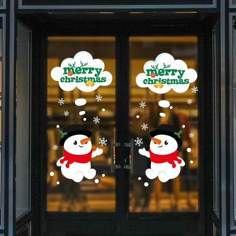 Christmas Decorations Stickers Glass Window Wall Stickers(Snowman)