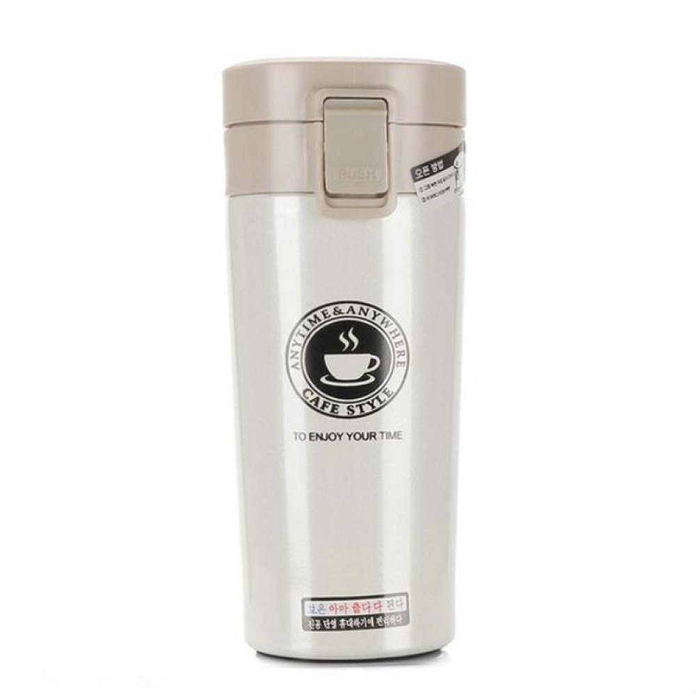 Double Wall Stainless Steel Vacuum Flasks 380ml Car Thermo Cup Coffee Tea Travel Mug Thermol Bottle, Capacity:380ml(White)