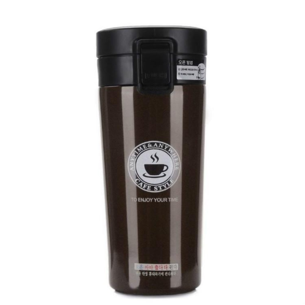 Double Wall Stainless Steel Vacuum Flasks 380ml Car Thermo Cup Coffee Tea Travel Mug Thermol Bottle, Capacity:380ml(Brown)