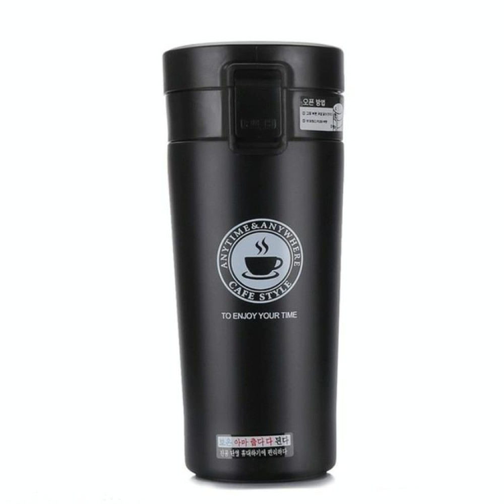 Double Wall Stainless Steel Vacuum Flasks 380ml Car Thermo Cup Coffee Tea Travel Mug Thermol Bottle, Capacity:380ml(Black)