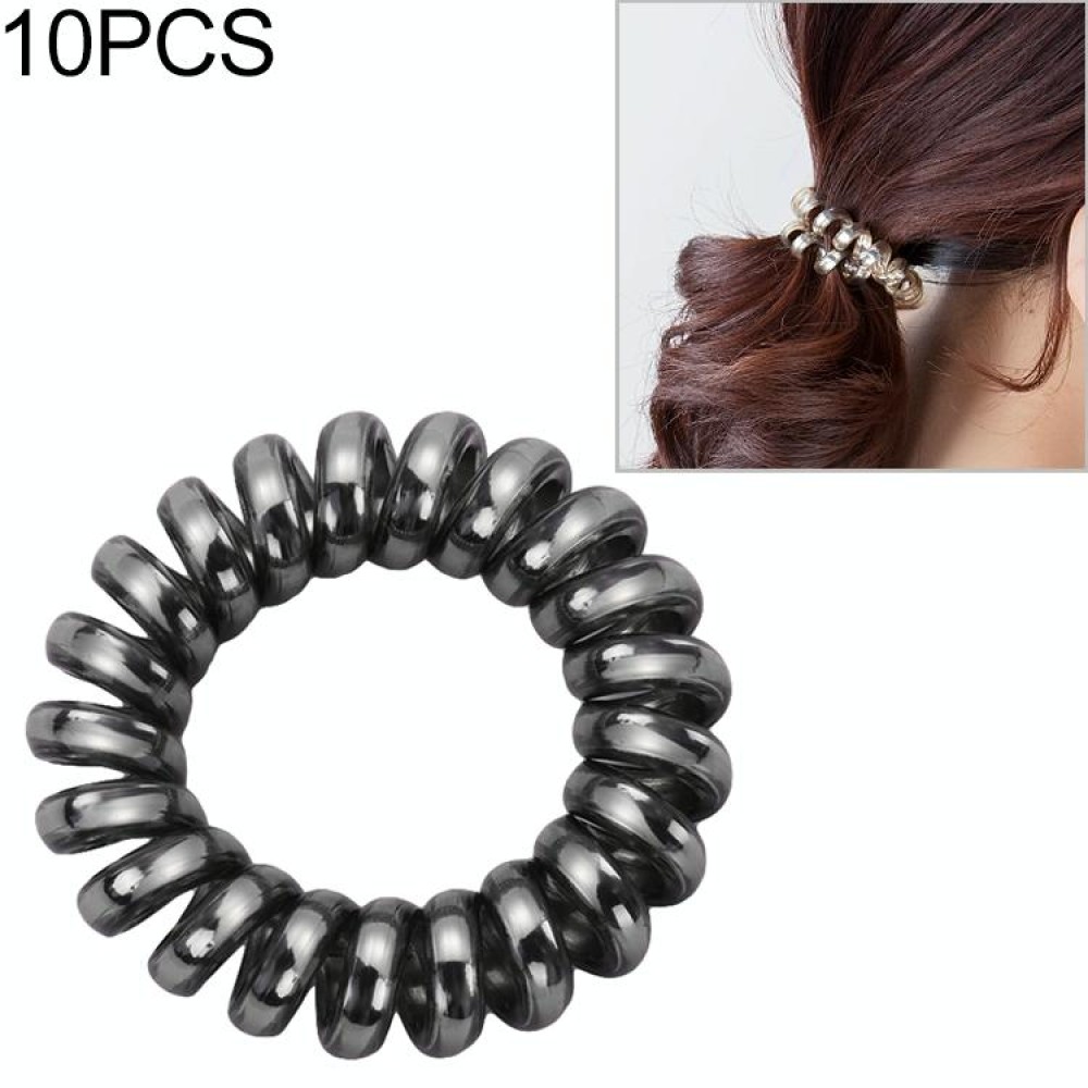 10 PCS Multicolor Elastic Hair Bands Spiral Shape Ponytail Hair Ties Rubber Band Hair Rope Telephone Wire Hair Accessories(Black)