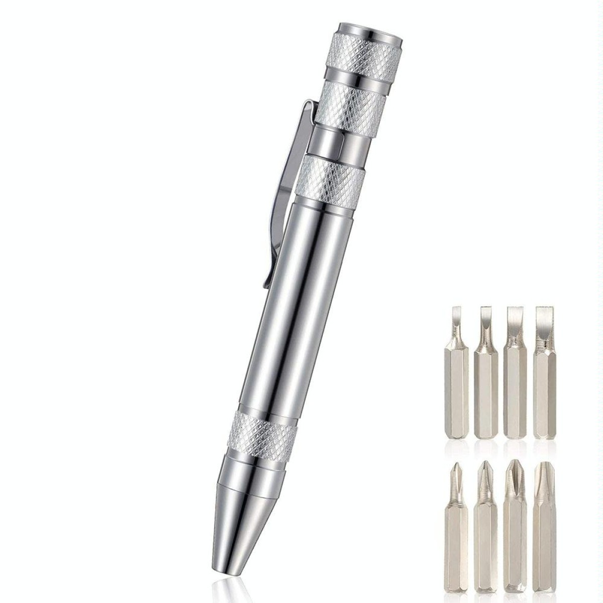 8 In 1 Multifunctional Mini Aluminum Tool Pen Screwdriver Set(Silver)