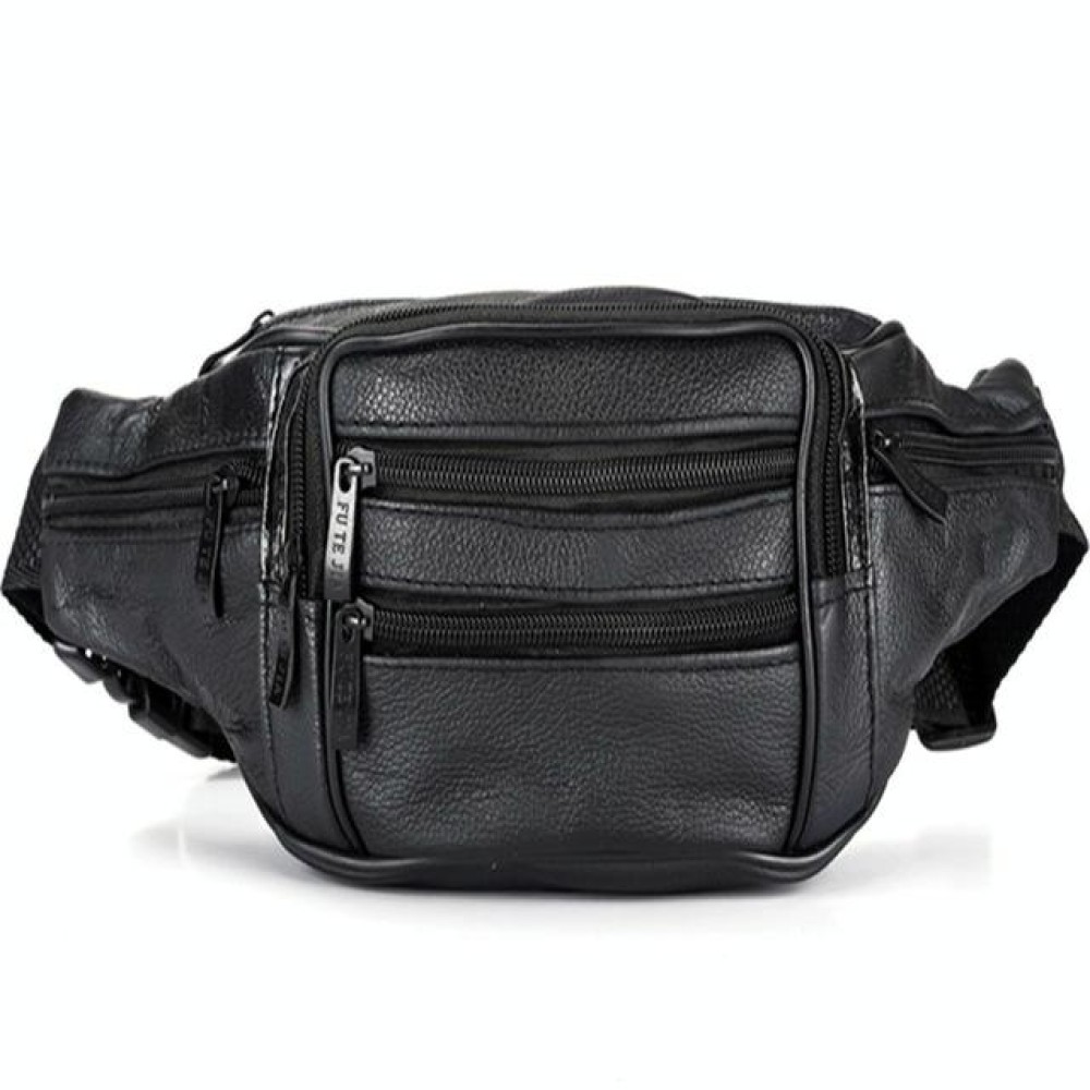 Fashion Men Leather Waist Bags Travel Necessity Organizer Mobile Phone Bag(Black)