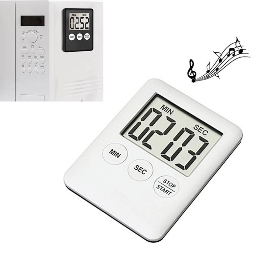Super Thin LCD Digital Screen Kitchen Timer Cooking Count Up Countdown Alarm Magnet Clock(White)