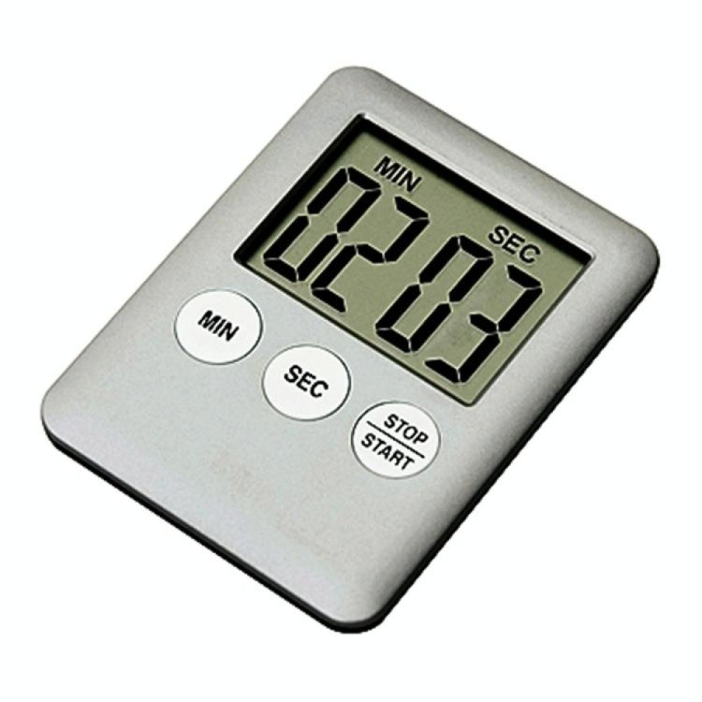 Super Thin LCD Digital Screen Kitchen Timer Cooking Count Up Countdown Alarm Magnet Clock(Silver)