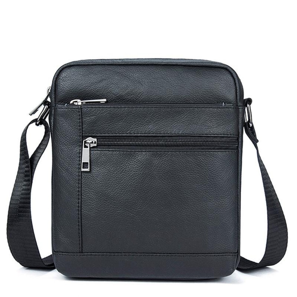 Men Cowhide Leather Crossbody Bags Vertical Shoulder Bag Business Bag(Coffee)