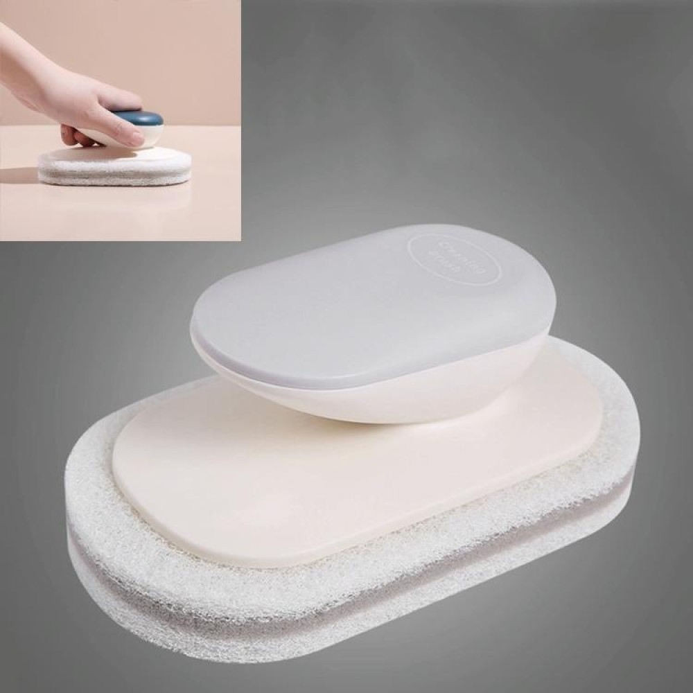 Sponge Brush Clean Countertop Multi-function Kitchen Bathroom Scouring Pad Wash Dishes Pot Brush with Handle(Gray)