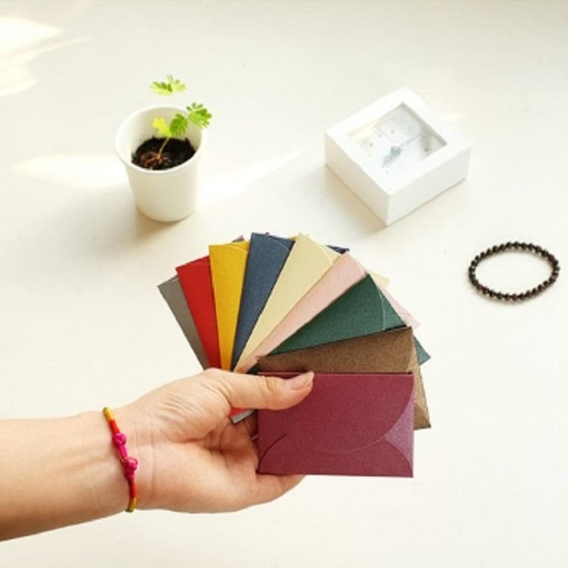 10 PCS Retro Chinese Style Romantic Mini Pearlescent Paper Envelopes Random Color Delivery