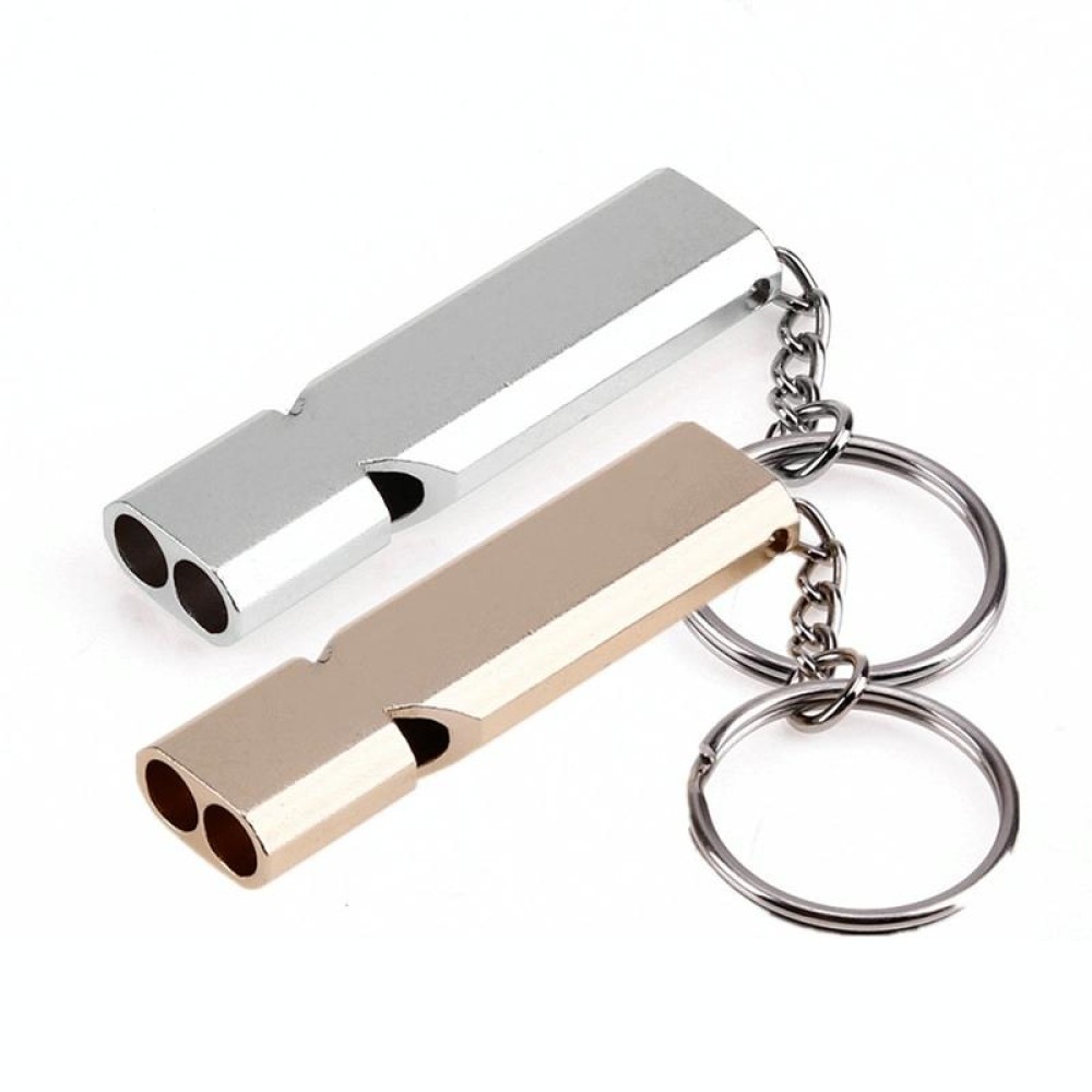 3 PCS Mini Portable 120db Double Pipe High Decibel Outdoor Camping Hiking Survival Whistle Double-frequency Emnergecy Whistle Keychain(Silver)
