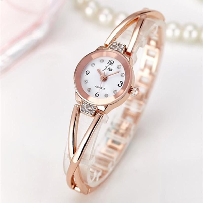 2 PCS Steel Belt Diamond Mirror Digital Scale Quartz Watch Bracelet Watch for Women(rose gold)