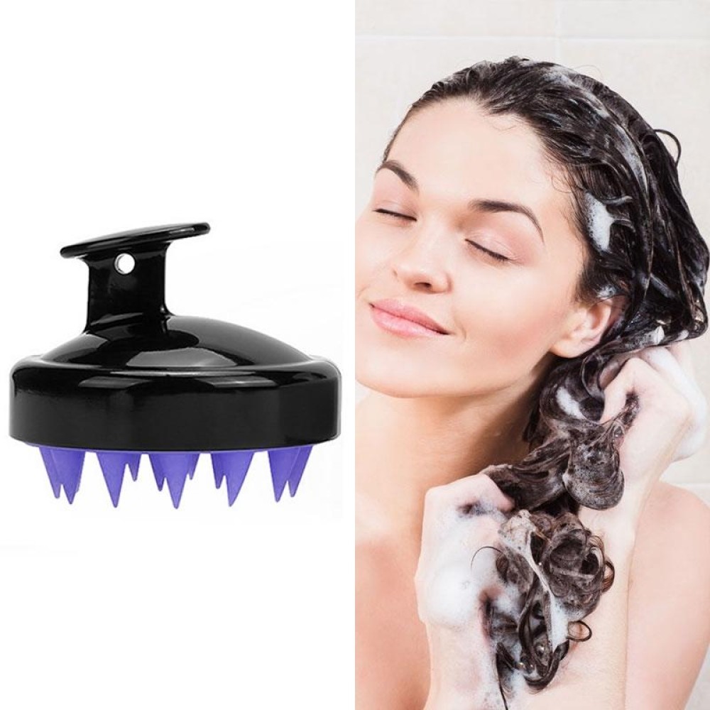 Silicone Head Scalp Massage Brush Hair Washing Scalp Cleanse Comb (Black purple)