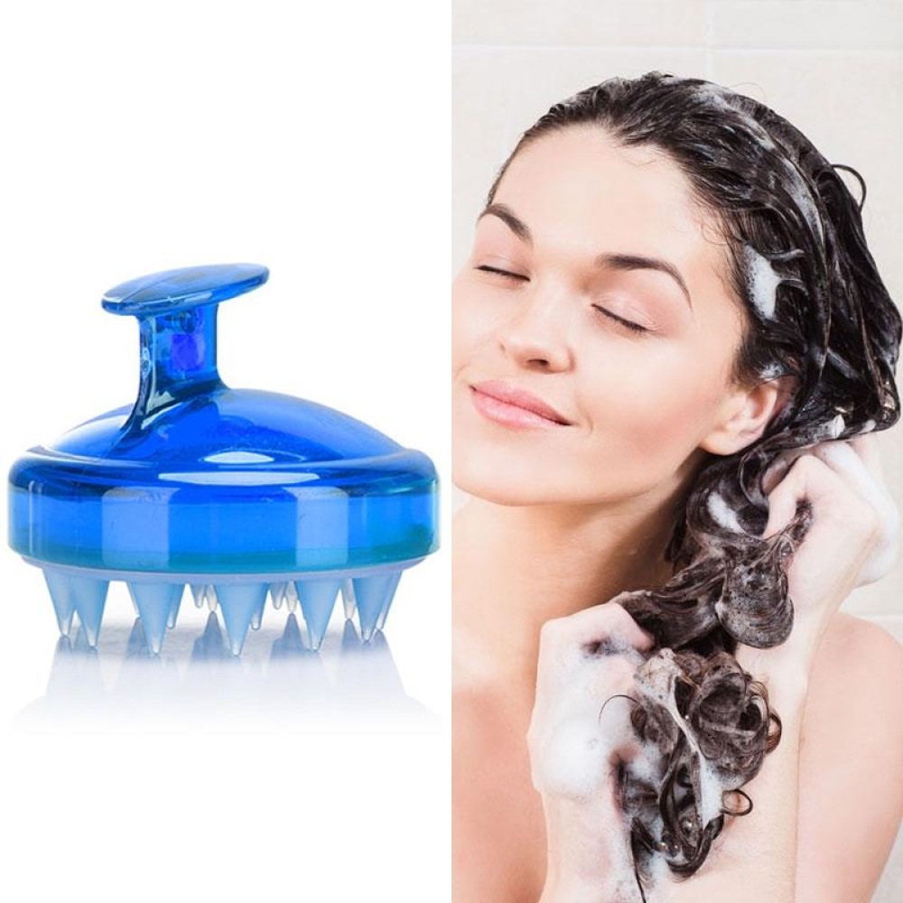Silicone Head Scalp Massage Brush Hair Washing Scalp Cleanse Comb (Translucent Blue)