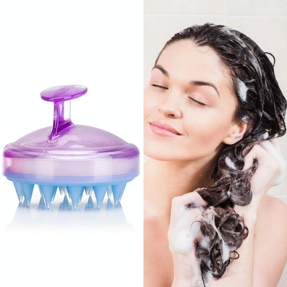 Silicone Head Scalp Massage Brush Hair Washing Scalp Cleanse Comb (Translucent Purple)