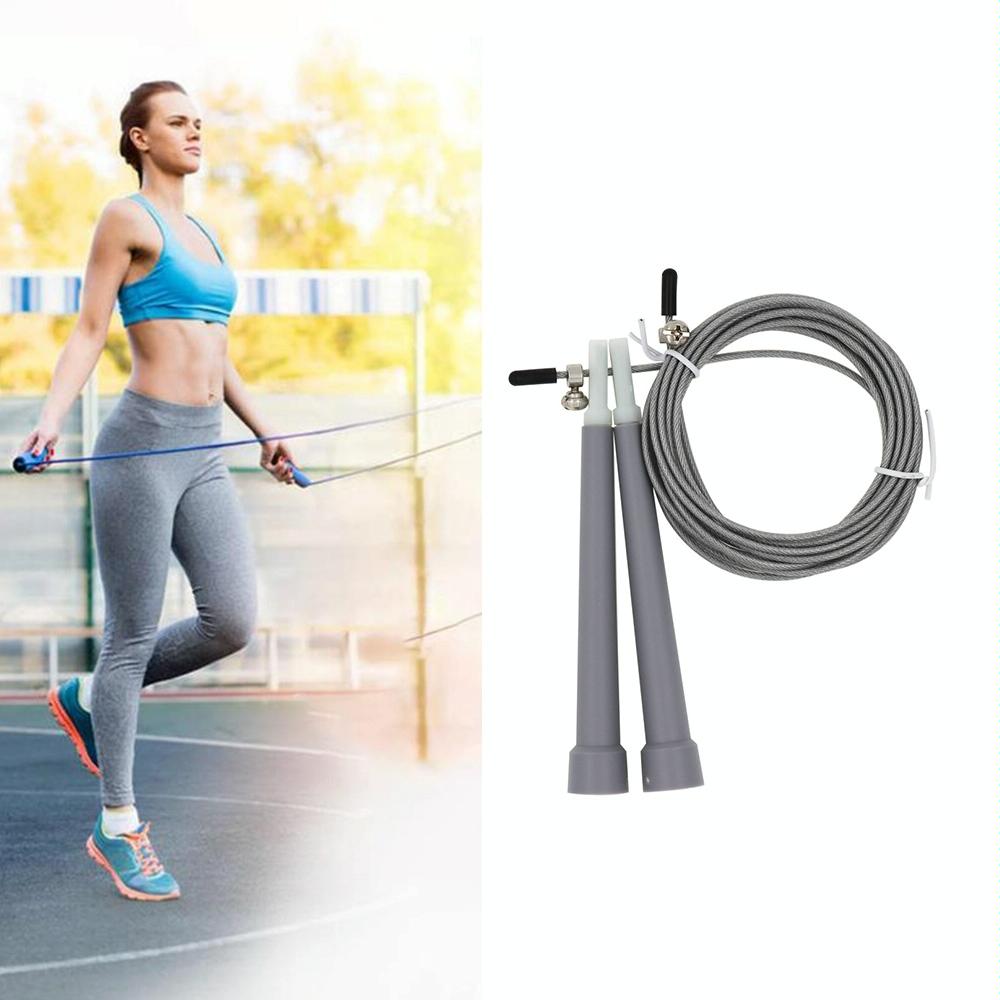 Steel Wire Skipping Skip Adjustable Fitness Jump Rope，Length: 3m(Grey)
