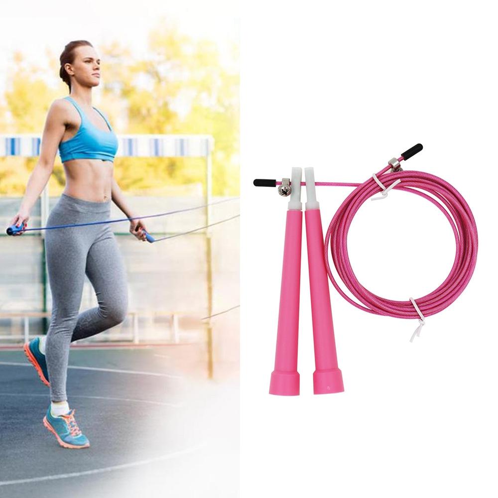 Steel Wire Skipping Skip Adjustable Fitness Jump Rope，Length: 3m(Pink)