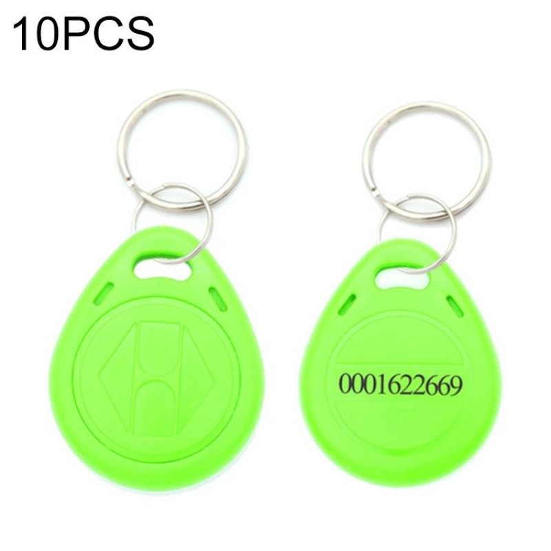 10 PCS 125KHz TK/EM4100 Proximity ID Card Chip Keychain Key Ring(Green)