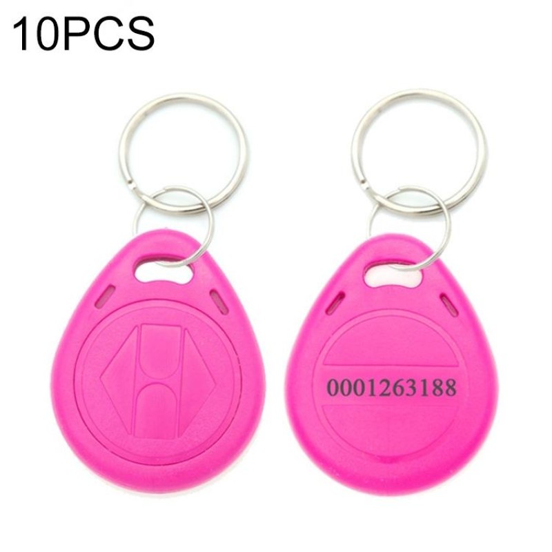 10 PCS 125KHz TK/EM4100 Proximity ID Card Chip Keychain Key Ring(Pink)