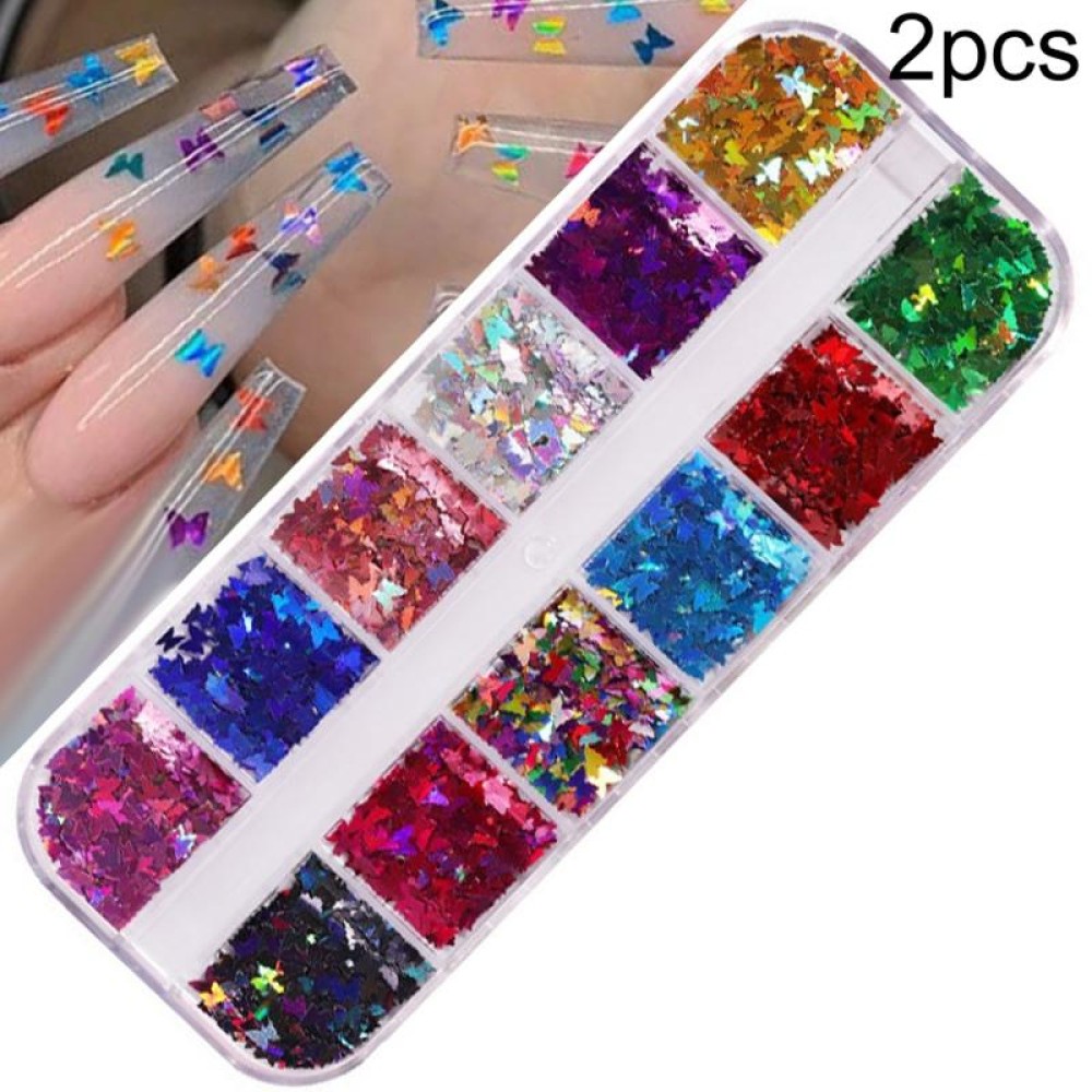 2 PCS Nail Art Butterfly Laser Symphony Sequins, Specification:08