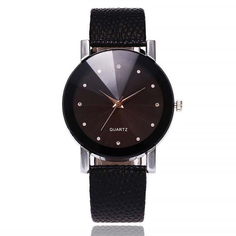 2 PCS Watch Casual Simple Quartz Clock for Women Leather Strap Wrist Watch(black black)