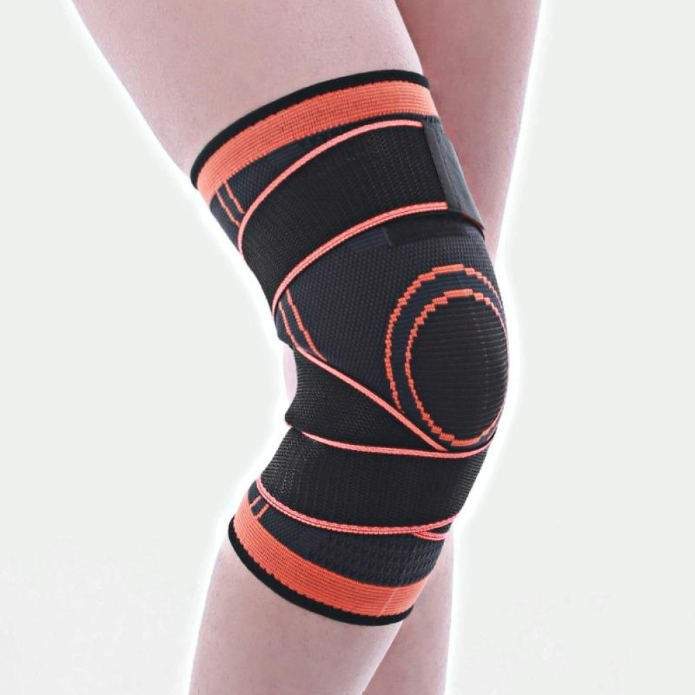Fitness Running Cycling Bandage Knee Support Braces Elastic Nylon Sports Compression Pad Sleeve, Size:M(orange)