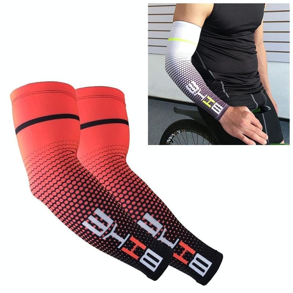 Cool Men Cycling Running Bicycle UV Sun Protection Cuff Cover Protective Arm Sleeve Bike Sport Arm Warmers Sleeves, Size:M (Red)