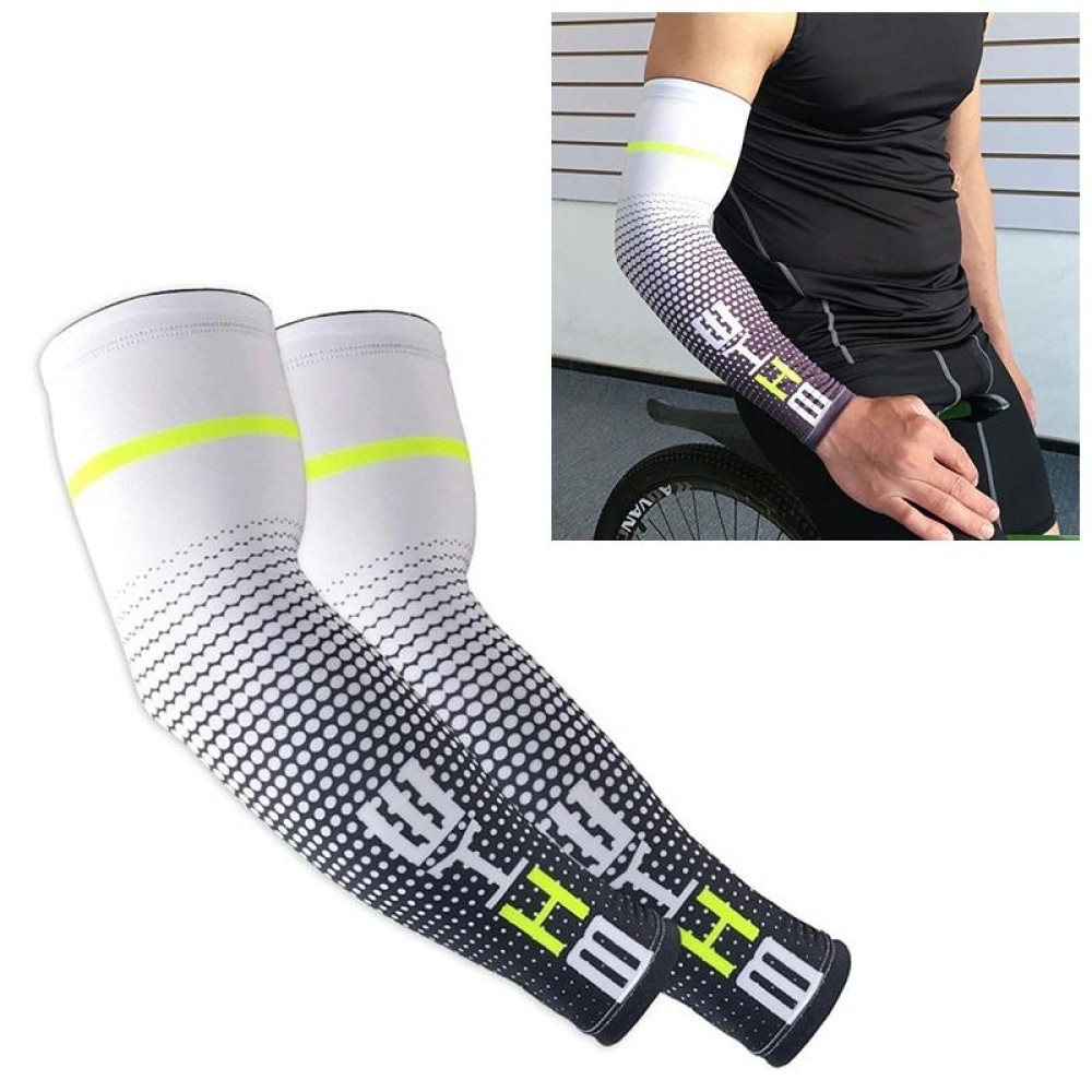 Cool Men Cycling Running Bicycle UV Sun Protection Cuff Cover Protective Arm Sleeve Bike Sport Arm Warmers Sleeves, Size:M (White)