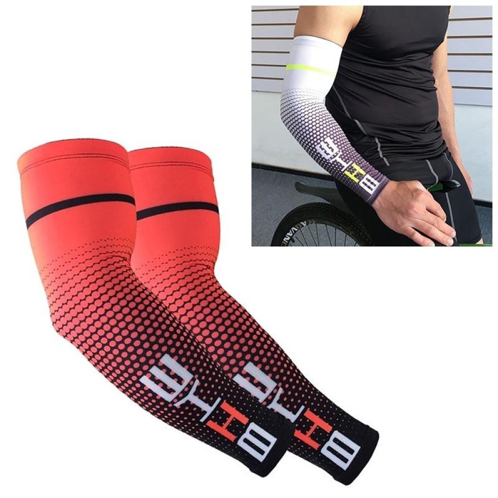 1 Pair Cool Men Cycling Running Bicycle UV Sun Protection Cuff Cover Protective Arm Sleeve Bike Sport Arm Warmers Sleeves, Size:XL (Red)